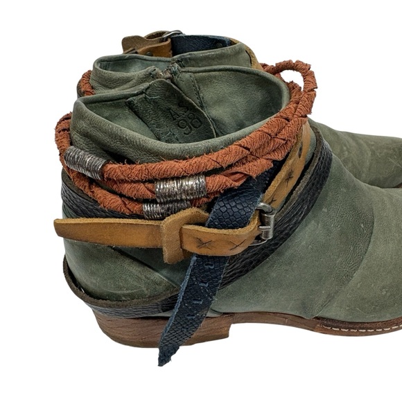 A.S. 98 leather ankle boots airstep strappy vintaged leather 38 8 - Picture 6 of 12